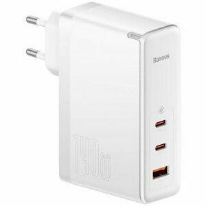 Incarcator retea Baseus GaN5 Pro, Quick Charge 140W, 1 x USB, 2 x USB Type-C, include Cablu USB Type-C la USB Type-C 100W 1m, alb imagine