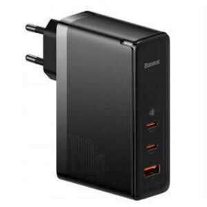 Incarcator retea Baseus GaN5 Pro, Quick Charge 140W, 1 x USB, 2 x USB Type-C, include Cablu USB Type-C la USB Type-C 100W 1m, negru imagine
