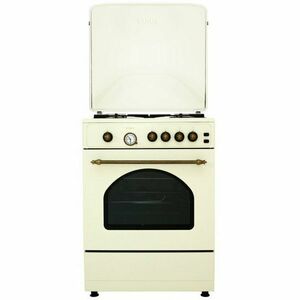 Aragaz rustic Samus SR660G4C1, 4 arzatoare + cuptor pe gaz, Aprindere electrica prin buton la plita, Vintage Beige imagine