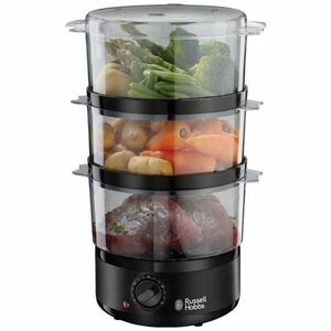 Aparat de gatit cu aburi compact Russell Hobbs Kitchen Collection 26530-56, 7 L, Timer, Bol orez, Negru imagine