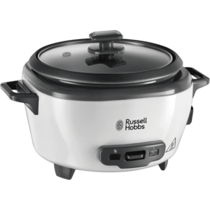 Aparat de gatit orez Medium Russell Hobbs 27030-56, Capacitate de pana la 6 portii, Cos de gatit cu aburi, Functie automata de mentinere la cald, Alb/Negru imagine