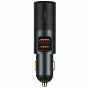 Incarcator auto Baseus Share Together, 2 x USB Output 5V/3A, 1 x bricheta auto, total output 120W, pt. bricheta auto, gri imagine