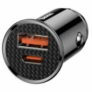 Incarcator auto Baseus Circular Plastic PPS, 1 x USB Output 4.5V/5A, 1 x USB Type-C Output 5V/3A, total output 30W, pt. bricheta auto, negru imagine
