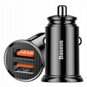 Incarcator auto Baseus Circular Plastic, Quick Charge 30W, 2 x USB Output 4.5V/5A, pt. bricheta auto, negru imagine