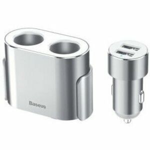 Incarcator AUTO Baseus High Efficiency, 2 x USB Output 5V/3.4A, 2 x bricheta auto, total output 96W, pt. bricheta auto, lungime Cablu 60cm, argintiu imagine