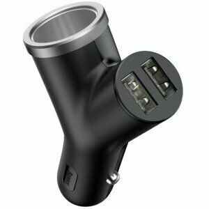 Incarcator auto Baseus Y type, Quick Charge 40W, 2 x USB Output 4.5V/5A + 1 x bricheta auto, pt. bricheta auto, negru imagine