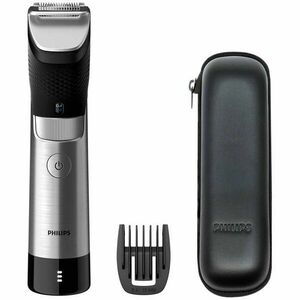 Aparat de tuns barba Philips Prestige BT9810/15, 30 de setari, 0.4-10 mm, tehnologie SteelPrecision, lame 100% metal, senzor PowerAdapt, rezistent la apa, toc de transport, Negru/Metalic imagine