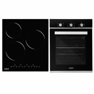 Pachet Incorporabil Samus Cuptor SC457GTBV, 43 L, Latime 45 cm, 6 Functii + Plita vitroceramica PSVE-43BG2, 3 Zone de Gatit, Sticla neagra imagine