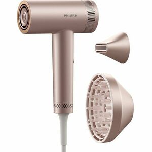Uscator de par Philips Seria 8000 BHD837/10, tehnologie ThermoShield Advanced, ingrijire cu ioni, 3 setari de viteza, 7 setari de temperatura, difuzor magnetic + cap de coafare magnetic, Roz pudrat imagine