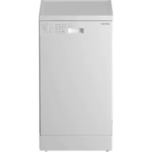 Masina de spalat vase Slim DFS0502, 10 seturi, 5 programe, Sistem dedurizare apa, Aqua Protect, Amanare pornire, Clasa E, 45 cm, Alb imagine