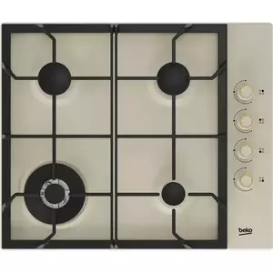 Plita incorporabila Beko HIGG64125SCR, Gaz, gratar fonta, 4 arzatoare, 9 kw, Crem imagine