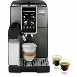 Espressor automat De’Longhi Dinamica Plus ECAM 380.95.TB, 2 carafe pentru lapte, tehnologie LatteCrema, 1.8 l, 1450 W, 15 bar, negru/gri inchis imagine
