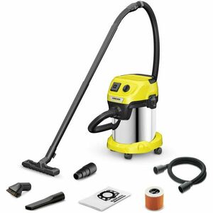 Aspirator umed-uscat Karcher WD 3 P S V-17/4/20 Workshop 1.628-195.0, Aspirare umeda si uscata, Recipient din itel inoxidabil de 17 L, Furtun 2 m, 1000 W, Functie de suflare, Sistem de inchidere Pull&Push, Galben/Negru/Metal imagine