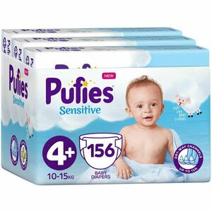 Scutece Pufies Sensitive, 4+ Maxi+, Monthly Pack, 10-15 kg, 156 buc imagine