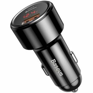 Incarcator AUTO Baseus Magic Series PPS, 1xUSB Output 4.5V/5A, 1 x USB Type-C Output 5V/3A, total output 45W, 6A, pt. bricheta auto, afisaj digital, negru imagine