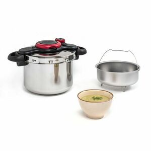 Oala sub presiune Tefal ClipsoMinut Easy P4624966, capacitate 9L, inductie, inox, indicator de presiune, 5 puncte de securitate, sistem Arch de inchidere - deschidere, argintiu imagine