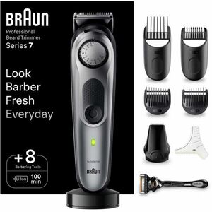 Aparat de tuns barba BRAUN BT7420, acumulator, 100 min autonomie, Wet&Dry, negru-gri + Aparat de ras imagine