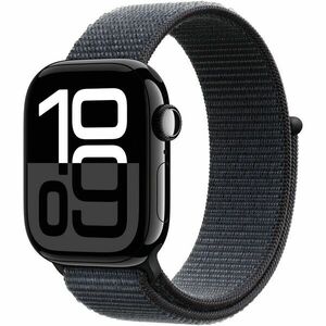 Apple Watch 10, GPS, Cellular, Carcasa Jet Black Aluminium 42mm, Ink Sport Loop imagine