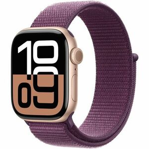 Apple Watch 10, GPS, Cellular, Carcasa Rose Gold Aluminium 42mm, Plum Sport Loop imagine
