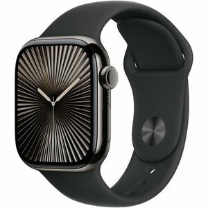 Apple Watch 10, GPS, Cellular, Carcasa Slate Titanium 46mm, Black Sport Band - S/M imagine