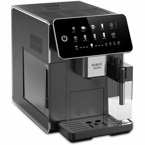 Espressor Samus Sensation, 9 bauturi automate, 20 bari, Capacitate rasnita 300 g, 1350 W, Rezervor apa 1.5 litri, Rezervor lapte 300 ml, Sistem de curatare automata, Reglare grad macinare, Negru imagine