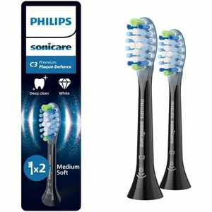 Rezerve Philips Sonicare Plaque Defence HX9042/88, pachet de 2 capete de periere, Standard, click-on, sincronizarea modurilor BrushSync, Negru imagine
