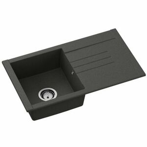 Chiuveta bucatarie SanDonna Arona, 760x440 mm, adancime cuva 180 mm, quartz compozit, Negru/Metalic imagine