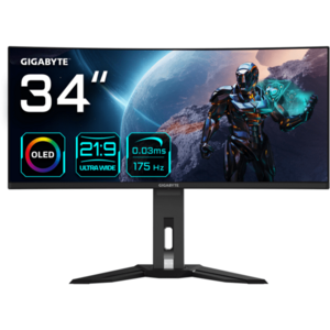 Monitor LED GIGABYTE MO34WQC Curbat 34 inch UWQHD QD-OLED 0.03 ms 175 Hz USB-C HDR imagine