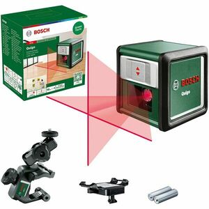 Nivela cu laser Bosch Quigo 06036635Z0, cu linii in cruce, 10 m domeniu lucru, +/- 0, 8 mm/m precizie, ±4° autonivelare, 635 nm dioda laser, sistem de prindere universal MM2, accesorii incluse imagine