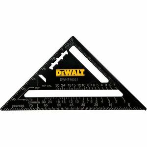Echer metalic multifunctional DeWALT DWHT46031-0, 175 mm lungime, corp aluminiu extrudat extra-gros, baza mare pentru prindere, gradatii contrastante, marcaje pentru capriori si unghiuri, utilizabil pe ambele parti imagine