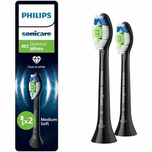 Rezerve Philips Sonicare Optimal White HX6062/88, pachet de 2 capete de periere, Standard, click-on, sincronizarea modurilor BrushSync, Negru imagine