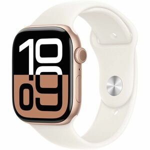 Apple Watch 10 GPS, Carcasa Rose Gold Aluminium 46mm, Light Blush Sport Band - M/L imagine