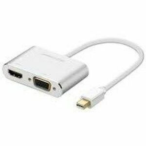 ADAPTOR video Ugreen, MD115, mini DP(T) la 1 x VGA(M) 1080P/60Hz si 1 x HDMI(M) 4K/30Hz, metalic, alb 20421 (timbru verde 0.8lei) - 6957303824212 imagine