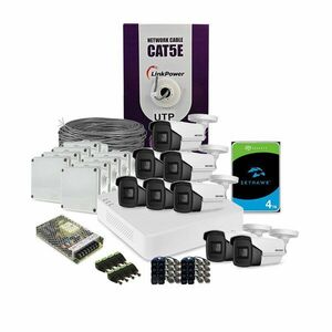 Sistem supraveghere exterior complet HikVision, 8 camere, 8 MP, IR 80 m, 3.6 mm, HDD 4 TB imagine