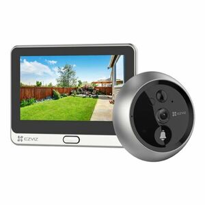 Vizor electronic smart WiFi cu sonerie Ezviz CS-DP2C-SILVER, 2 MP, 2 mm, IR 5 m, PIR 6 m, slot card, 4.3 inch, microfon, difuzor, acumulator 4600 mAh imagine