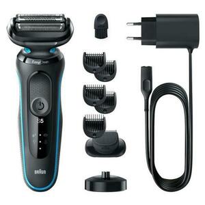 Aparat de ras electric Braun 51-M4500cs, Autonomie 50 minute, Display LED, Wet & Dry, Incarcare rapida (Negru/Albastru) imagine