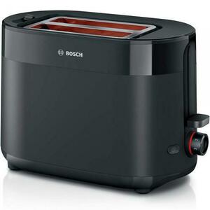 Prajitor de paine Bosch MyMoment TAT2M123, Putere 950 W, Capacitate 2 felii, 6 trepte de putere, Dezghetare, Suport chifle, High Lift (Negru) imagine