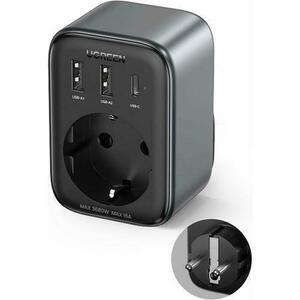 Extender priza Ugreen, 220V AC, 3680W, Quick Charger, 2x USB-A, 1x USB-C 30W, Negru imagine