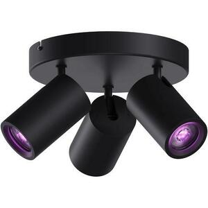 Plafoniera LED RGB inteligenta Calex, rotunda, cu 3 spoturi, Wi-Fi, Bluetooth, 4.9W, 345 lm, dimabila, lumina alba si colorata (2200-4000K), 21cm, Negru Mat, Clasa energetica G imagine
