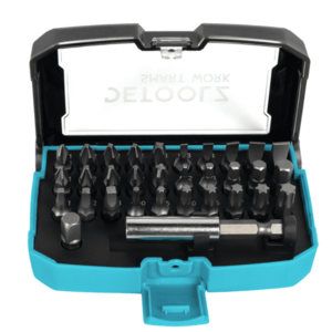 Set biti Detoolz DZ-SM3012-G01, 32 de piese, cu prelungitor magnetic (Albastru/Negru) imagine