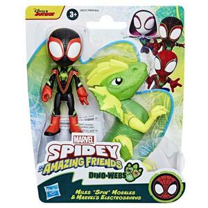 Figurina Spidey and his amazing friends - Dino Webs, Miles Morales si Electrosaurus imagine