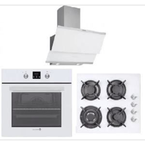 Pachet Cuptor Electric Incorporabil Studio Casa Ln605Wh + Plita Gaz Pg60Crystal Wh + Hota Moderna Turbo White 60 (Alb) imagine