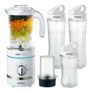 Blender Noveen Sport Mix & Fit SB2100, X-Line, 500 W, Cupa 0.8 l, Rasnita 50 g, 2 Sticle de 0.6 l, 1 Sticla 0.3 l, Huse (Alb) imagine