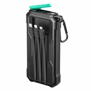 Acumulator extern Joyroom, Extreme, 10000mAh, 1xUSB, 1xUSB-C, Indicator baterie, Lanterna, Cablu Lightning, USB-C si MicroUSB incorporat (Negru) imagine