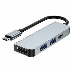 Adaptor HUB aluminiu 4-in-1 Tech-Protect V2 USB Type-C - 2x USB 3.0, 1x USB Type-C, 1x HDMI, Gri imagine