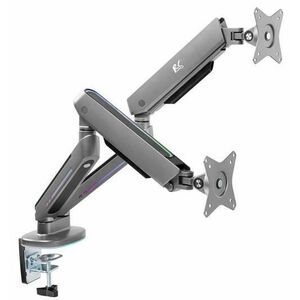 Suport 2 monitoare birou NanoRS RS166, 17inch-32inch, 9kg, RGB LED (Gri) imagine