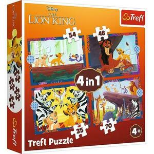 Puzzle pentru copii Trefl 4 in 1 - Curajosul Regele Leu imagine