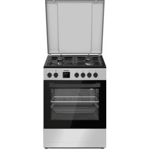 Aragaz mixt HEINNER HFSC-S66FDC-BIX, Gaz + Electric, 4 arzatoare, Clasa A, 6 functii, Grill, Autocuratare catalitica (Inox) imagine