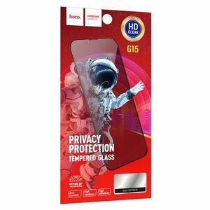 Folie de protectie Ecran Privacy HOCO G15 pentru Apple iPhone 15 Pro, Sticla Securizata, Full Glue, 5D imagine