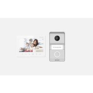 Kit videointerfon analog Hikvision DS-KIS101-P/Surface, conectare usoara pe 2 fire, plug & play. Kitul este format din: post exterior -1 buc ( 1 buton de apelare, camera color 2MP HD, rezolutie: 1024x600, audio: microfon si difuzor incorporat, IP65, IK7 imagine